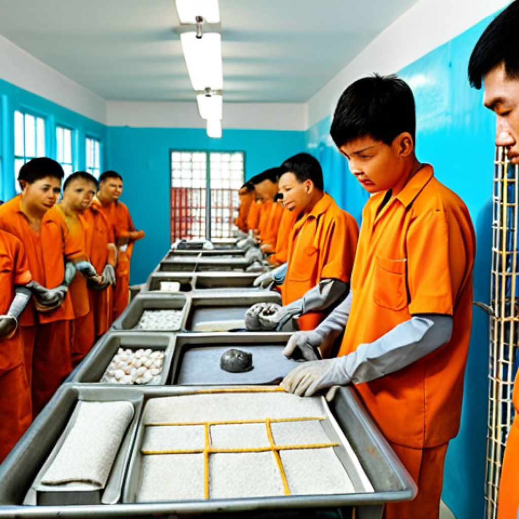 **Image Prompt:** A modern Thai prison interior, showing inmates participating in vocational training, like learning a trade or craft. The scene emphasizes rehabilitation and personal development, with a focus on hope and opportunities for reintegration into Thai society. Soft, encouraging lighting.