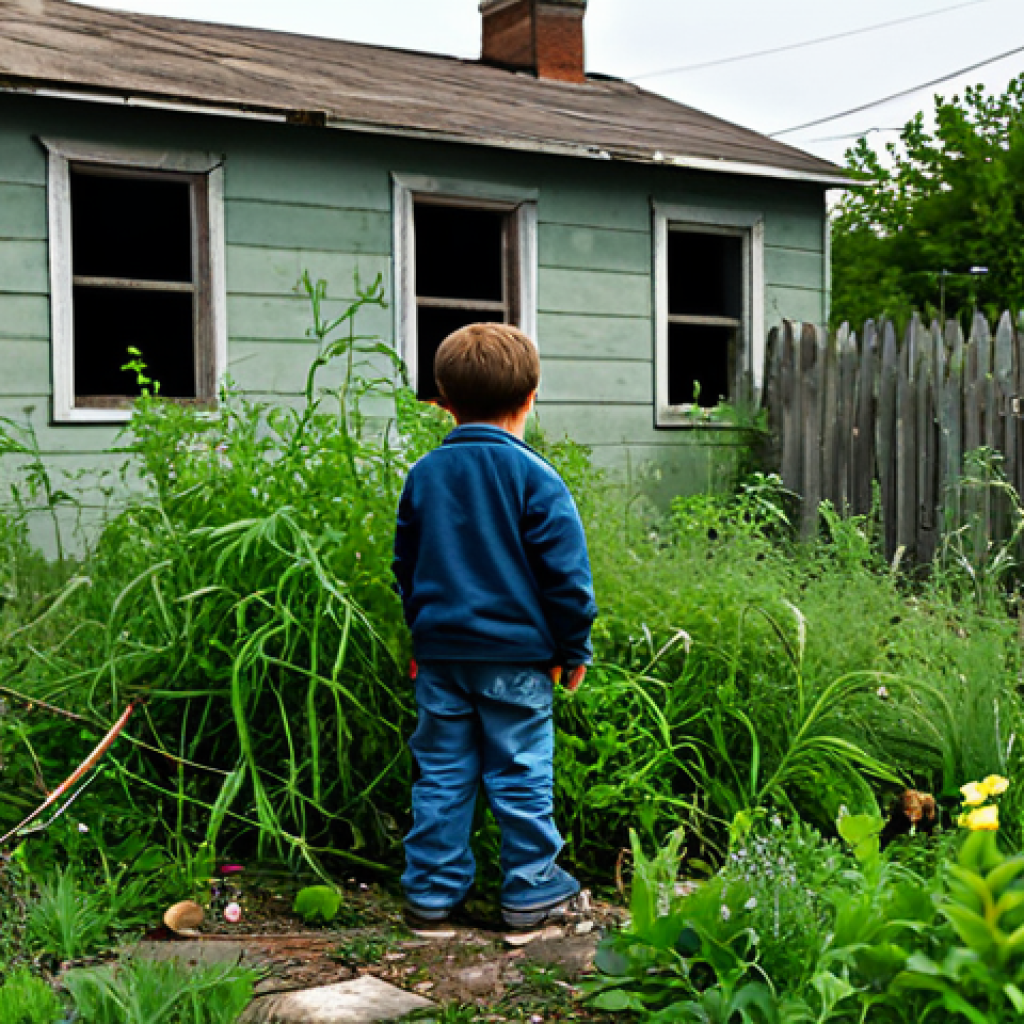 범죄 가해자의 반사회적 성격장애 연구 - Childhood Environment**
"A young boy, fully clothed in modest children's clothing, playing alone in...