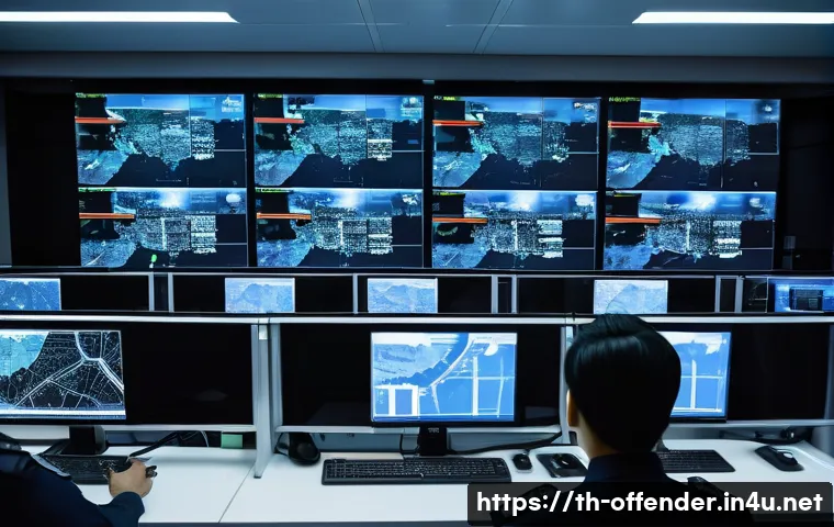 조직범죄 수사 기법과 한계 - A detailed and realistic scene of a high-tech police investigation room in Bangkok, Thailand, showin...
