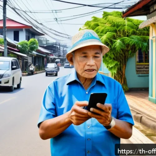 국내외 성범죄자 신상공개 시스템 비교 - A modern digital community safety scene in a Thai urban neighborhood, showing diverse Thai adults an...